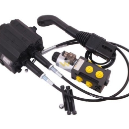 Zestaw 90L do ładowacza czołowego: Rozdzielacz + Elektrozawór + Joystick z przyciskiem + Linki na kulkę stalową 2000mm Waryński
