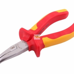 Szczypce izolowane, wydłużone wygięte 160 mm. VDE. Waryński