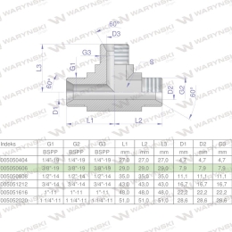 Trójnik hydrauliczny calowy BBB 3/8" BSP (XT) Waryński