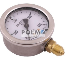 Manometr glicerynowy M63 0-400 bar dolne przyłącze G1/4" POLMO