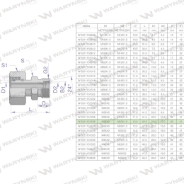 Złączka hydrauliczna metryczna AB (XKOR) A-M36x2 28L / B-M22x1.5 15L Waryński