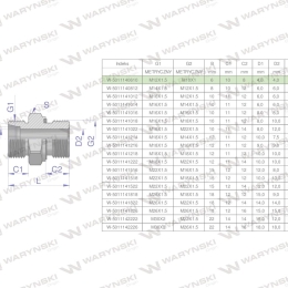 Przyłączka hydrauliczna metryczna BB (XGE) M12x1.5 06L x M10x1 ED Waryński ( sprzedawane po 5 )