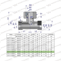 Trójnik hydrauliczny symetryczny metryczny BAB M36x2 28L (XEVT) Waryński