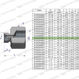 Tulejka różnicowa hydrauliczna calowa AB 1/2"GZ x 1/8"GW BSP Waryński ( sprzedawane po 2 )