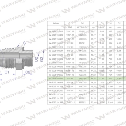 Przyłączka hydrauliczna BB 3/4"UNF (JIC) x M16x1.5 (XGE) Waryński ( sprzedawane po 2 )