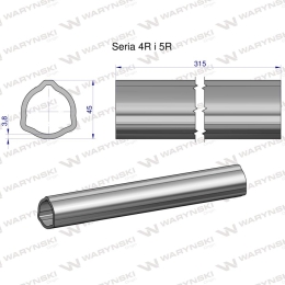 Rura wewnętrzna Seria 4R i 5R do wału 460 przegubowo-teleskopowego 45x3.8 mm 315 mm WARYŃSKI