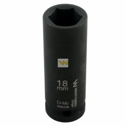 Nasadka udarowa sześciokątna długa 1/2". 18 mm. CrMo. DIN 3129. Waryński