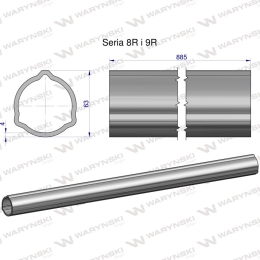 Rura zewnętrzna Seria 8R i 9R do wału 1010 przegubowo-teleskopowego 63x4 mm 885 mm WARYŃSKI