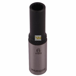 Nasadka dwunastokątna 1/4". 6 mm. długa. CrV50BV30. DIN 3124. Waryński