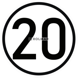 Naklejka laminowana limit prędkości v2 20 km/h- czarna obwódka