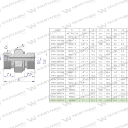 Przyłączka hydrauliczna (odmiana ciężka XGE) BB M36x2 25S x 1" BSP ED Waryński ( sprzedawane po 2 )