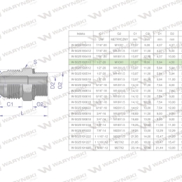 Przyłączka hydrauliczna BB 1/2"UNF (JIC) x M10x1 (XGE) Waryński ( sprzedawane po 2 )