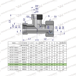 Trójnik hydrauliczny niesymetryczny metryczny BBA M36x2 28L (XEVL) Waryński