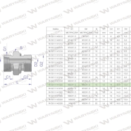 Przyłączka hydrauliczna metryczna BB (XGE) M22x1.5 15L x M22x1.5 ED Waryński ( sprzedawane po 10 )