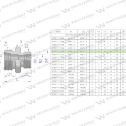 Złączka hydrauliczna redukcyjna metryczna BB M18x1.5 12L / M14x1.5 08L (XG) Waryński ( sprzedawane po 5 )