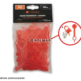 Zestaw osłonek smarowniczki M6 kolor czerwony TEGER (sprzedawane po 100szt.)