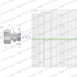 Złączka hydrauliczna metryczna AB (XKOR) A-M30x2 22L / B-M16x1.5 10L Waryński
