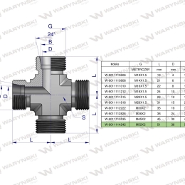 Czwórnik hydrauliczny metryczny BBBB M52x2 42L Waryński