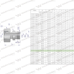 Złączka hydrauliczna metryczna AB (XKOR) A-M36x2 28L / B-M26x1.5 18L Waryński