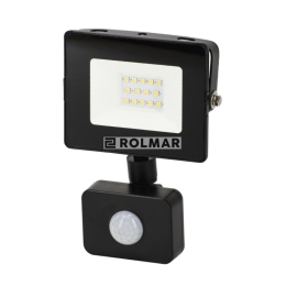 Naświetlacz, Lampa LED SMD 230V 10W 4000K 800LM IP65 CZARNY Z CZUJNIKIEM RUCHU