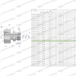 Złączka hydrauliczna metryczna AB (XKOR) A-M30x2 22L / B-M18x1.5 12L Waryński