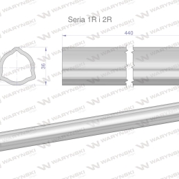 Rura wewnętrzna Seria 2R, rura zewnętrzna Seria 1R do wału 560 przegubowo-teleskopowego 36x3.2 mm 440 mm WARYŃSKI