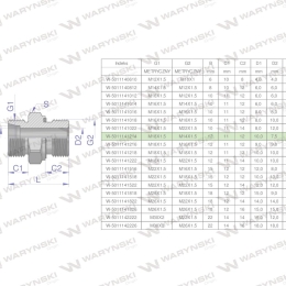 Przyłączka hydrauliczna metryczna BB (XGE) M18x1.5 12L x M14x1.5 ED Waryński ( sprzedawane po 5 )