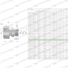 Złączka hydrauliczna metryczna AB (XKOR) A-M30x2 22L / B-M26x1.5 18L Waryński