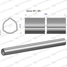 Rura zewnętrzna Seria 4R i 5R do wału 660 przegubowo-teleskopowego 51.5x3 mm 535 mm WARYŃSKI