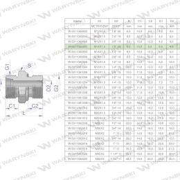 Przyłączka hydrauliczna BB (XGE) M14x1.5 08L x 1/8" BSP ED Waryński ( sprzedawane po 5 )