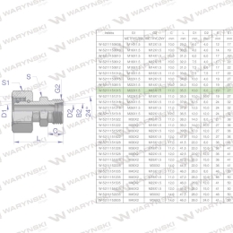 Złączka hydrauliczna metryczna AB (XKOR) A-M22x1.5 15L / B-M16x1.5 10L Waryński ( sprzedawane po 5 )