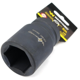 Nasadka udarowa sześciokątna 1"długa. 38 mm. CrMo. DIN 3129 Waryński