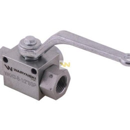 Zawór kulowy hydrauliczny 3-drogowy 3/2 - 1/2"BSP z otworami mocującymi 500 bar Waryński