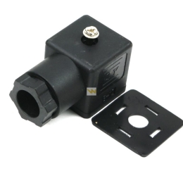 Wtyczka elektryczna (czarna) 12V 24V (SP666) do zasilania cewek elektromagnetycznych z uszczelką Waryński