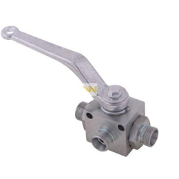 Zawór kulowy hydrauliczny 3-drogowy 3/2 M18x1.5 12L z otworami mocującymi 500 bar Waryński