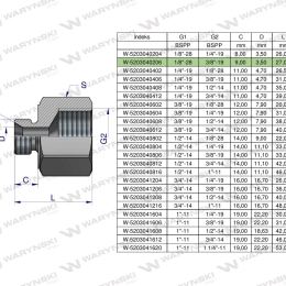 Tulejka różnicowa hydrauliczna calowa AB 1/8"GZ x 3/8"GW BSP Waryński ( sprzedawane po 2 )