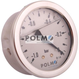 Wakuometr glicerynowy M63 (-1 do 0 bar) tylne przyłącze G1/4" POLMO