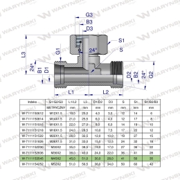 Trójnik hydrauliczny symetryczny metryczny BAB M45x2 35L (XEVT) Waryński