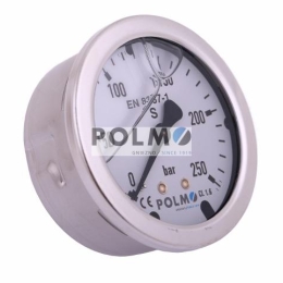 Manometr glicerynowy M63 0-250 bar tylne przyłącze G1/4" POLMO
