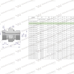 Przyłączka hydrauliczna (odmiana ciężka XGE) BB M16x1.5 08S x 1/4" BSP ED Waryński ( sprzedawane po 5 )