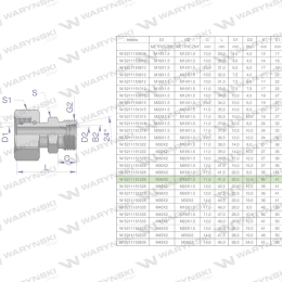 Złączka hydrauliczna metryczna AB (XKOR) A-M36x2 28L / B-M18x1.5 12L Waryński