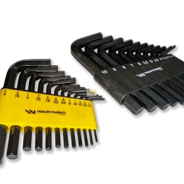 Klucze hex krótkie ze stali CrV w zestawie metryczne 1,5 do 10mm  i calowe 1/16 do 3/8" 25 szt Waryński