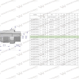 Przyłączka hydrauliczna BB 9/16"UNF (JIC) x M12x1.5 (XGE) Waryński ( sprzedawane po 2 )