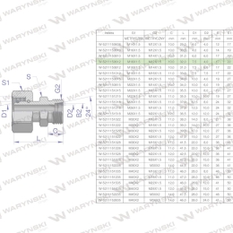 Złączka hydrauliczna metryczna AB (XKOR) A-M18x1.5 12L / B-M12x1.5 06L Waryński ( sprzedawane po 2 )