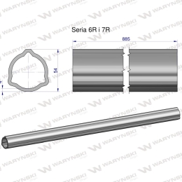 Rura zewnętrzna Seria 6R i 7R do wału 1010 przegubowo-teleskopowego 54x4 mm 885 mm WARYŃSKI
