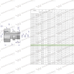 Złączka hydrauliczna metryczna AB (XKOR) A-M36x2 28L / B-M16x1.5 10L Waryński