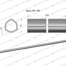 Rura trójkątna wewnętrzna Seria 4R i 5R do wału przegubowo-teleskopowego 45x3.8mm 2m WARYŃSKI (sprzedawane po 2)