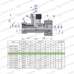 Trójnik hydrauliczny niesymetryczny metryczny BBA M18x1.5 12L (XEVL) Waryński ( sprzedawane po 5 )