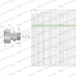Złączka hydrauliczna metryczna AB (XKOR) A-M22x1.5 15L / B-M12x1.5 06L Waryński ( sprzedawane po 2 )