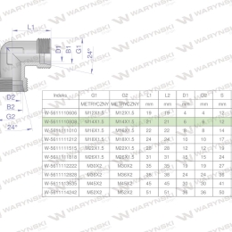 Kolanko hydrauliczne metryczne BB M14x1.5 08L (XW) Waryński ( sprzedawane po 5 )